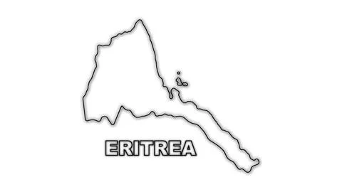 Black And White Eritrea Map Outline Minimalist Monochrome Illustration Illustrazione stock