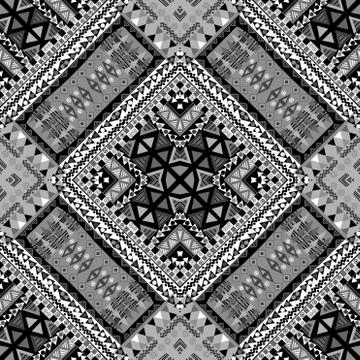 Black and white ethnic patchwork design Stock Illustration