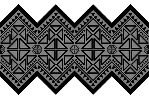 Black and white ethnic zig zag fabric pattern Stock Illustration