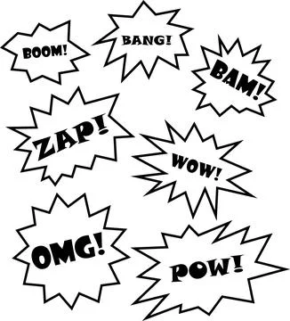 Black and white explosions in comic style Stock Illustration