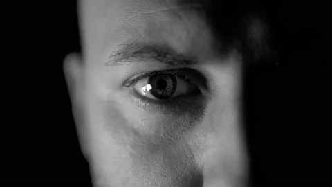 Black and White Extreme close-up of the male eye Stock-Footage 145455006