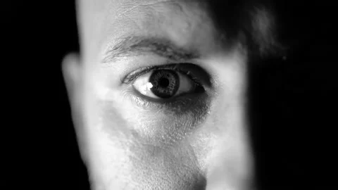Black and White Extreme close-up of the male eye Stock Footage 145457108