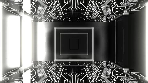 Black and White Fast Strobe Chip Corridor Background VJ Loop in 4K Video stock 309016330
