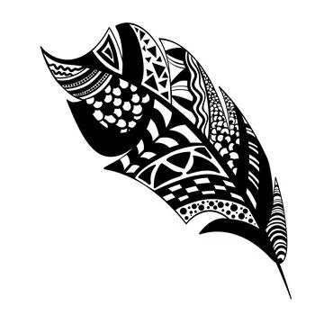 Black and white feather vector Patterned design Stock Illustration
