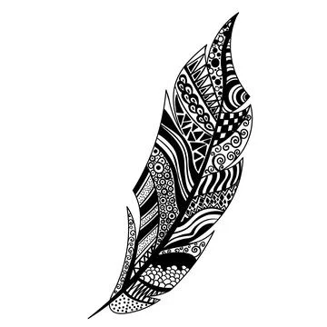 Black and white feather vector イラスト素材