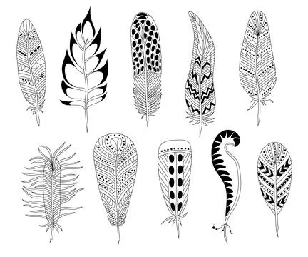 Black and white feathers Stock Illustration
