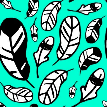 Black and white feathers pattern Stock Illustration