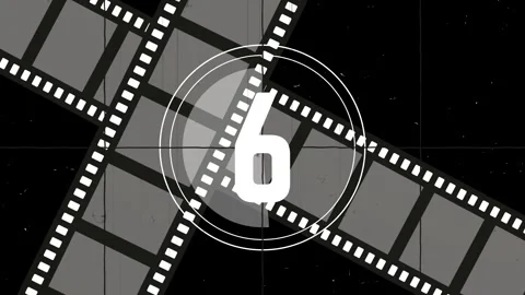 Black and White Film Countdown Sequence with Number Overlay Vídeos de archivo 306637836