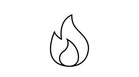 Black and White Fire Flame Icon Stock Illustration