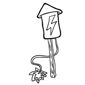 Black and white fire rocket Stock Illustration