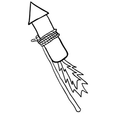 Black and white firework rocket Stock Illustration