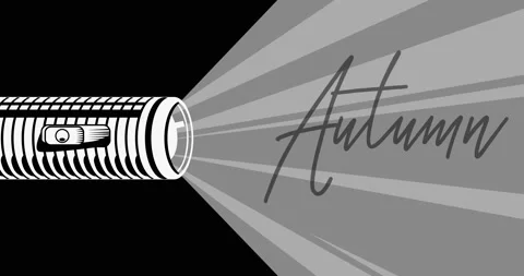 Black and white flash light with Autumn text Stock Footage 219442355