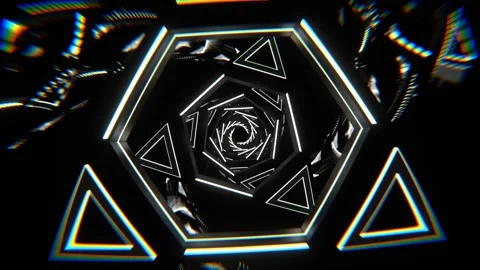 Black and White Flashing Triangle Mirror Tunnel Background VJ Loop in 4K Stock Footage 313382281