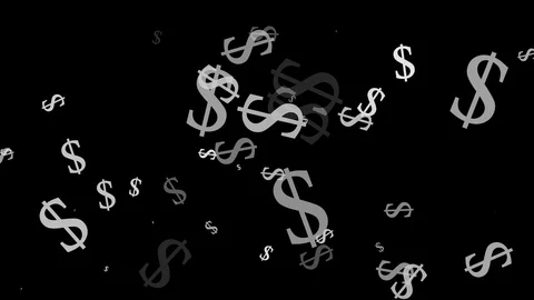 Black and White Flat Dollar Sign Popping Up Seamless Loop Vídeo Stock 125734241