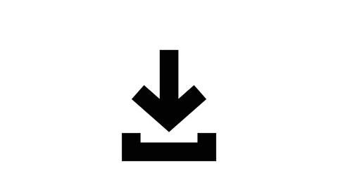 Black and white flat icon download loop Stock Footage 130474880