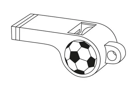 Black and white flat referee whistle for soccer ball. Stock Illustration