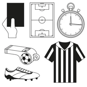 Black and white flat referee elements set. Stock Illustration