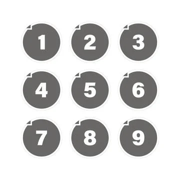 Black and white flat style Bullet number set Stock Illustration