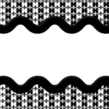 Black and White Fleur De Lis Pattern Fabric Background Stock Illustration