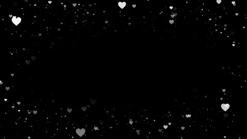 Black and white floating hearts background soft romantic icons, dark empty copy Stock Footage 340469307