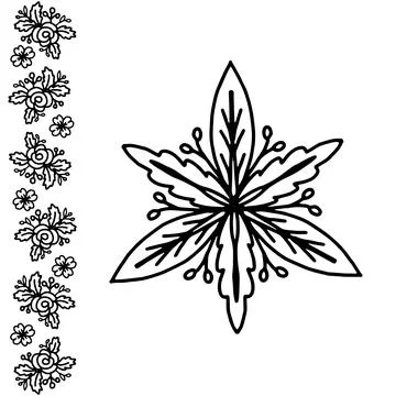 Black and white floral elements for design Stock Illustration