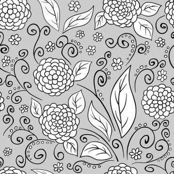 Black and white floral pattern Stock Illustration