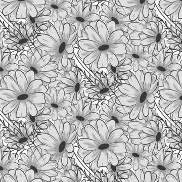 Black and white floral pattern Stock Illustration