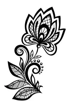 Black and white floral pattern design element. Stock Illustration