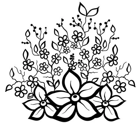 Black and white floral pattern design element. Stock Illustration