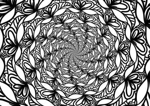 Black and white floral pattern for coloring, background, fabric pattern. Stock Illustration