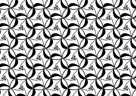 Black and white floral pattern for coloring, background, fabric pattern. Stock Illustration