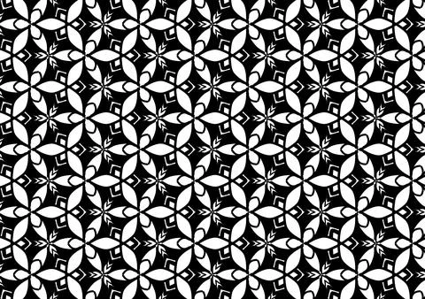 Black and white floral pattern for coloring, background, fabric pattern. Illustrazione stock