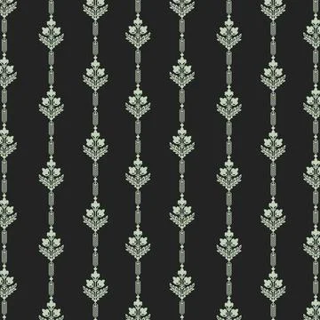 Black and white floral pattern on a dark background Stock Illustration