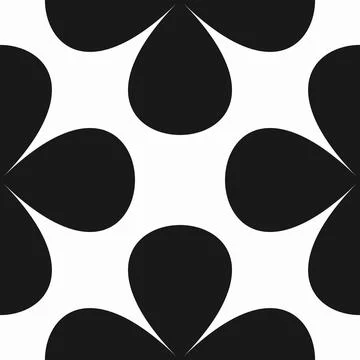 Black and white floral pattern featuring seamless clover shapes. Geometric ve Stock Illustration