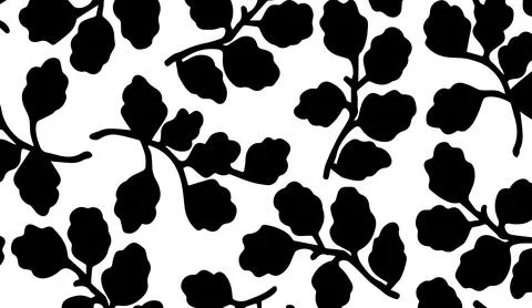 Black and white floral pattern with minimal leaves and branches for modern Stock Illustration
