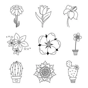 Black and white flower elements vector collection Stock Illustration