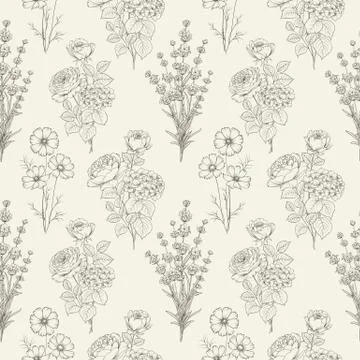 Black and white flower pattern. Stock Illustration