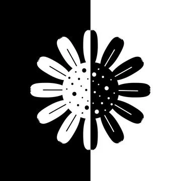 Black and white flower vector illustration. Stock Illustration