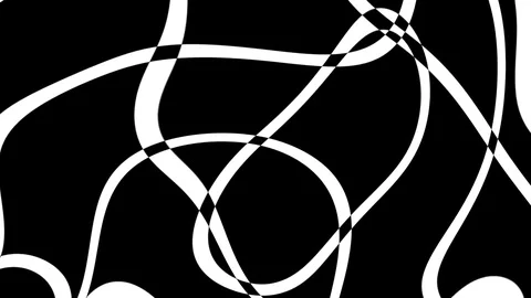 Black and White Fluid Strings Abstract Motion Background Loop 1 Video stock 77607024