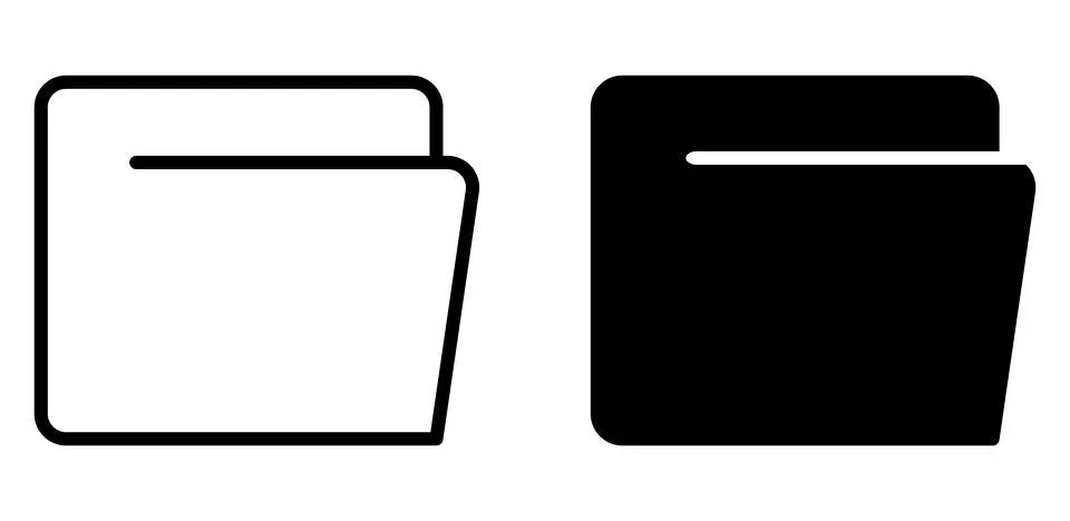 Black and White Folder Icons for Digital File Organization and Management イラスト素材