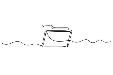 Black and white folder with wavy line document Stock Illustration