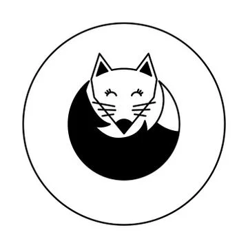 Black and white fox logo for illustration. Icon on a white background. Vector Stock Illustration