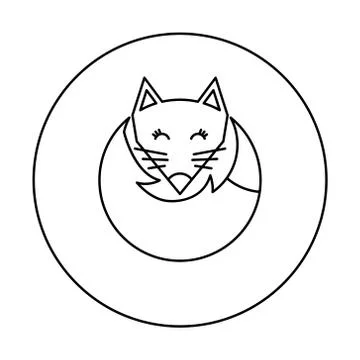 Black and white fox logo for illustration. Icon on a white background. Vector Stock Illustration
