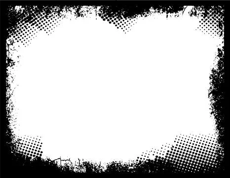 Black and white frame, circle on a black background grunge photo frame Stock Illustration