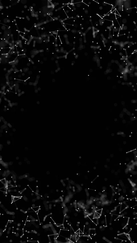 A black and white frame of moving dots and lines. Vertical looped video Stock Footage 226367938
