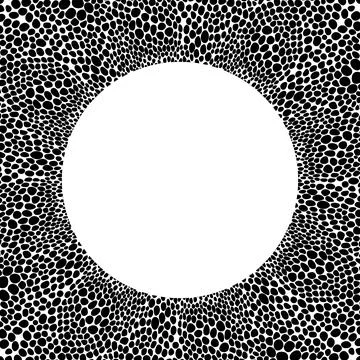 Black and white frame. Round decorative border with animal ornament. Cow skin Stock-Illustration