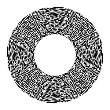 Black and white frame. Round pattern in form of mandala. Decorative border with Stock Illustration