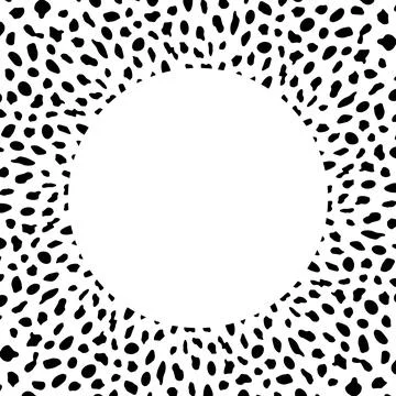 Black and white frame. Round decorative border with animal ornament. Cow skin Stock-Illustration