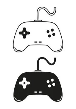 Black And White Game Controller Icon Flat Design Vector Stock Illustration