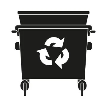 Black and white garbage bin silhouette Stock Illustration